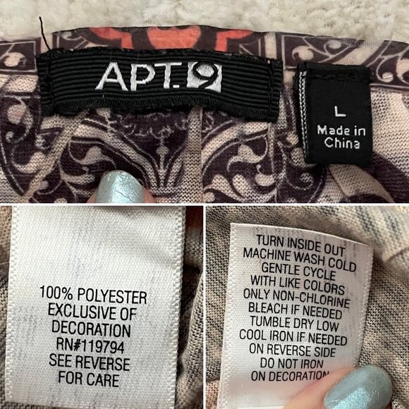 Apt 9 Womens Blouse Top with Flutter Short Sleeves Sz L Paisley Floral Pattern - Picture 9 of 11